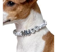 Personalized Dog Collar Gift Custom with Acrylic Name Letters Adjustable Braided Rope Pet Collar for Small Medium Large Dogs Cats Fashion Stylish Customized Pet Gift 7-22 Inch Black White