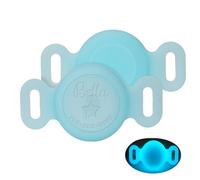 Personalized Dog Collar Holder - Custom Waterproof Silicone Case Compatible with Apple AirTag Engraved Name & Number, Anti-Lost Holder for Pet Cat GPS Tracker,Luminous Blue