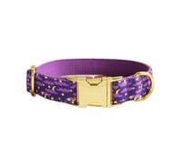 Personalized Dog Collar, Matching Pet Leash,Customzied Contacts Metal Buckle, Purple Moonlit Night Collar(Collar,2)