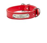 Personalized Dog Collar, Name Carved ID Tag, Anti-lost Solid PU Leather Collar, For Small Medium Large Dogs Puppy Cat(1,XS)