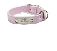 Personalized Dog Collar, Name Carved ID Tag, Anti-lost Solid PU Leather Collar, For Small Medium Large Dogs Puppy Cat(7,XS)