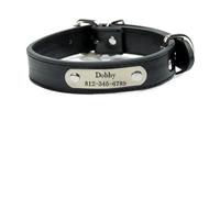 Personalized Dog Collar, Name Carved ID Tag, Anti-lost Solid PU Leather Collar, For Small Medium Large Dogs Puppy Cat large dog collar(2,L)