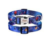 Personalized Dog Collar Nylon Printed Pet Puppy Collar Dog ID Collar Engraving ID(Blue 21,M 32-52cm)