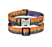 Personalized Dog Collar Nylon Printed Pet Puppy Collar Dog ID Collar Engraving ID(Orange 18,M 32-52cm)