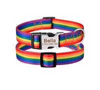 Personalized Dog Collar Nylon Printed Pet Puppy Collar Dog ID Collar Engraving ID(Orange,M 32-52cm)