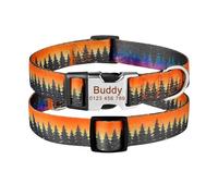 Personalized Dog Collar ，Nylon Printed Pet Puppy Collar Dog ID Free Engraved ID For Small Medium Large Dogs(Tree in Dark 18,M 32-52cm)