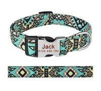 Personalized Dog Collar Polyester Floral Custom Engraved Name ID Male Female Pet(S 26-39cm)
