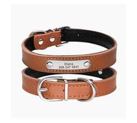 Personalized Dog Collar PU Leather Puppy Collar Pet Necklace Engraved Name ID(Blue 2,19-26cm)