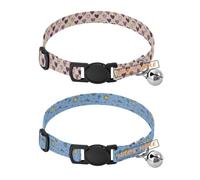 Personalized Dog Collar Quick Release Buckle Custom Prints Dog Collar for Girls and Boys 2 Pcs Hearts Violet Plaid Valentines Hand-Drawn Neon Sky Blue Ocean