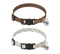 Personalized Dog Collar Release Buckle personalizada para Dog Girls and Boys Collar 2 Pcs Cartoon Dot Brown Cartoon Cute Colorful Car