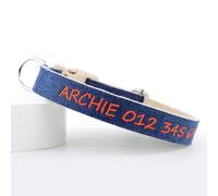 Personalized Dog Collar, Safety Collar Custom Embroidered with Pet Name and Phone Number, 5 Adjustable Sizes, 8 Color for Small Medium Large Dogs and Cats (Dark blue,S（25-41cm）)