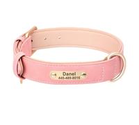 Personalized Dog Collar Soft PU Leather Dog Collar Leather Padded Dog ID Collar Necklace(Red 5,S)