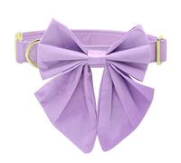 Personalized Dog Collar with Large Bow for Holiday,Cute Bowtie Dog Collar with Golden Metal Buckle,Soft & Durable Boy Dog Wedding Collar for Small Medium Large Dogs (Purple, M)