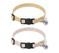 Personalized Dog Collars Adjustable Customizable Dog Collars for Males 2 Pcs Cute Cartoon Cat Paws Buffalo Plaid White and Peach