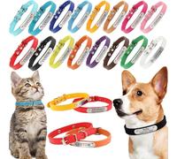 Personalized Dog Collars,Custom Leather Collars for Pets with Name and Phone Number,Custom Engraved Stainless Steel Name Plate ID Collar,Adjustable Pet Collars for Small Medium Large Pet(XS-XXL)