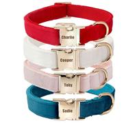 Personalized Dog Collars, Custom Pet Collar with Engraved Name and Phone Number - Adjustable Velvet Dog Collar Suit for Small Medium Large Breeds (L)