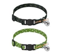 Personalized Dog Collars for Dogs Adjustable Customized Collars for Girl and Boy Dogs 2 Pcs Luxury Dragonfly Green Gold Water Lily Soft Green White