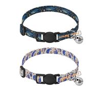 Personalized Dog Collars for Dogs Quick Release Buckle Custom-Made Dog Collar for Puppy Girl Boy Set of 2 Happy New Year Shark Dark Blue Funny Cute Hedgehog Blue