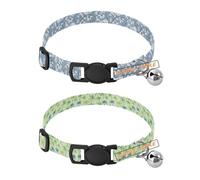 Personalized Dog Collars for Dogs Release Buckle Personal Female and Male Dog Collar 2 Pack William Morris Style Squirrel Baby Blue Green Palm Trees Summer