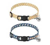 Personalized Dog Collars for Small Dogs Adjustable Custom Prints Dog Collars for Females 2 Pcs Cartoon Cute Duck Yellow Space rocketing Satellite Star Dark Blue