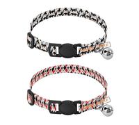 Personalized Dog Collars for Small Dogs Quick Release Buckle Customized Dog Collar for Dogs Girl and Boy 2 Pcs Penguin Cartoon Pile Cute Black Red Poker Plaid
