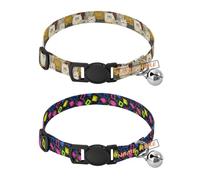 Personalized Dog Collars for Small Dogs Release Buckle personalizados para Collars for Girl and Boy Dogs 2 Pcs Cartoon Face Lines Cute Colorful Dots Square Abstract