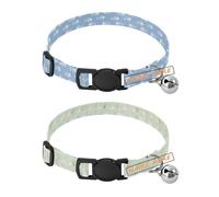 Personalized Dog Collars Quick Release Buckle Customized Male Dog Collars 2 Pcs Cartoon Fish Bone Blue Cute Duck Duckling Grassland Green Stripe