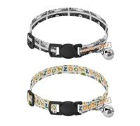 Personalized Dog Collars Quick Release Buckle para personalizar Dog Collar for Girls and Boys 2 Pcs Skull Dancing Black Gothic Trendy Cartoon Animal Elephants Lion Zoo