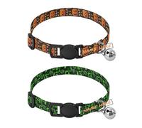 Personalized Dog Collars Release Buckle Custom-Made Girl & Boy Dog Collars 2 Packs Happy Halloween Orange Pumpkin Fluorescent Green Blue