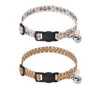 Personalized Dog Collars Small Size Quick Release Buckle Customize Dog Collar for Girls and Boys 2 Packs Christmas Snowman Deer Rust Red Indigo Caramel Ivory White Snowflake Deer Winter