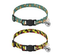 Personalized Dog Collars Small Size Quick Release Buckle personalizados para Girl and Boy Dog Collars 2 Pack Cartoon Cute Capybaras Cartoon Monsters Red and Yellow Doodle Art