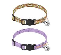 Personalized Dog Collars Small Size Release Buckle Customize Dog Collar for Girls and Boys 2 Packs American Retro White Elephants Yellow and Orange Christmas Fashion Lilac Butterflies