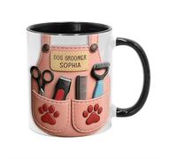 Personalized Dog Groomer Mug,Paw Prints and Grooming Tools Coffee Mug,Custom Drinking Mug for Dogs Groomer Professional,Paw Prints M-UG Gift for Pet Care and Dog Lovers D-og Stylist Gifts