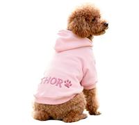 Personalized Dog Hoodie Jumper with Embroidered Name and Paw Print Warm | Custom Fleece Lined Polyester Sweatshirt Autumn Winter Pet Clothes Gift for Small Medium Large Dogs; 10 colours; XS-3XL sizes