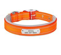 Personalized Dog ID Tag Nameplate Collar Outdoor Reflective Dog Collar Custom Engraved Pet Name Phone Number Collar Adjustable Pet Collar For Pitbull Labrador French Bulldog,Orange,L