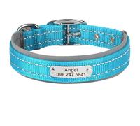 Personalized Dog ID Tag Nameplate Collar Outdoor Reflective Dog Collar Custom Engraved Pet Name Phone Number Collar Adjustable Pet Collar For Pitbull Labrador French Bulldog,Blue,S