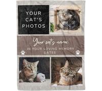 Personalized Dog Memorial Blanket with Name Throw Fleece Customized Pet Picture Remembrance Gift Cat Blankets for Cat Custom Blankets with Photos Dog Lover (Cat Memorial Blanket, 30"x40")