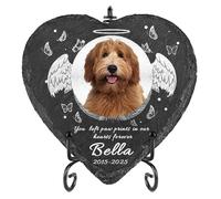 Personalized Dog Memorial Stone, Custom Pet Memorial Gifts with Photo & Name, Rainbow Bridge Remembrance for Loss of Dog or Cat, Outdoor/Indoor Memorial Marker for Pets