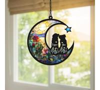 Personalized Dog Memorial Suncatcher,Custom Name Window Suncatcher Ornament,Stained Glass Pet Sun Catcher,Dogs Loss Sympathy Gift for Pet Memorial,In Loving Memory,Dog Remembrance Gift (15CM ")