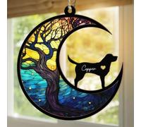 Personalized Dog Memorial Suncatcher,Custom Pet Breeds with Name Suncatcher Ornament,Pet Loss Suncatcher, Stained Glass Style Light Catcher,Dog Memorials & Funerary,Gifts for Pet Loss (25CM9.8")