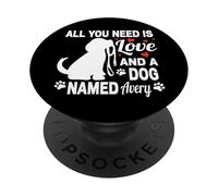 Personalized Dog Name Avery Cute Dog Pet Lover PopSockets Adhesive PopGrip