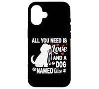 Personalized Dog Name Olive Cute Dog Pet Lover Case for iPhone 16