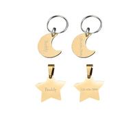 Personalized Dog Tags for Small Dogs Cats - Engraved Star Moon Pet ID Tag, Stainless Steel Collar Nameplate for Puppy Kitten, Custom Gift for Pet Owners (S M Sizes）