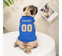 Personalized Dog Vest Lightweight Breathable Mesh Pet Tank Top for Small Medium Large Dogs Cats White (Blue)