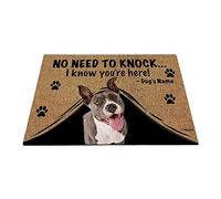 Personalized Dog'S Name, My Love Dog, No Need To Knock I Know You'Re Here Welcome Mat Soft Bathroom Rug Resist Dirt Doormat For Kitchen Shower Hallway 40X60Cm