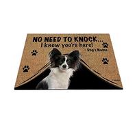 Personalized Dog'S Name, My Love Dog Papillon, No Need To Knock I Know You'Re Here Indoor Outdoor Mats Washable Floor Mats Absorbent Bath Mat For Kitchen Hallway Shower 40X60Cm