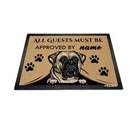 Personalized Dog's Name Peeking Dog Bull Mastiff Doormat All Guest Must Be Approved Rugs for Home Decor 23.6 x 15.7 Inch