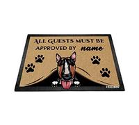 Personalized Dog's Name Peeking Dog Bull Terrier Doormat All Guest Must Be Approved Rugs for Home Decor 27.5 x 17.7 Inch