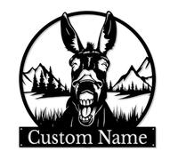 Personalized Donkey Metal Sign, Custom Farm Name Wall Art, Rustic Ranch Decor, Donkey Family Farmhouse, Countryside Housewarming Present (Style-3)