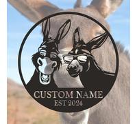 Personalized Donkey Metal Sign - Custom Farmhouse Wall Art, Rustic Ranch Decor, Durable Metal Name Plaque for Donkey Lovers & Farmers (Style-2)